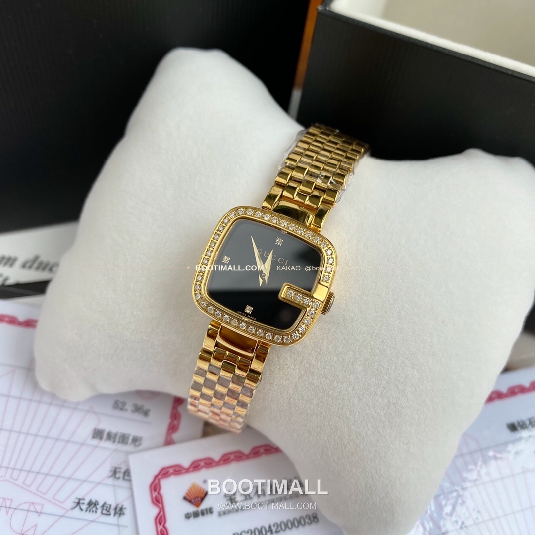 구찌 최신 다이아 45P 다이얼 스틸 여성용 쿼츠 시계 Gucci Latest 45P Diamond Dial Steel Ladies Quartz Watch 24mm 4