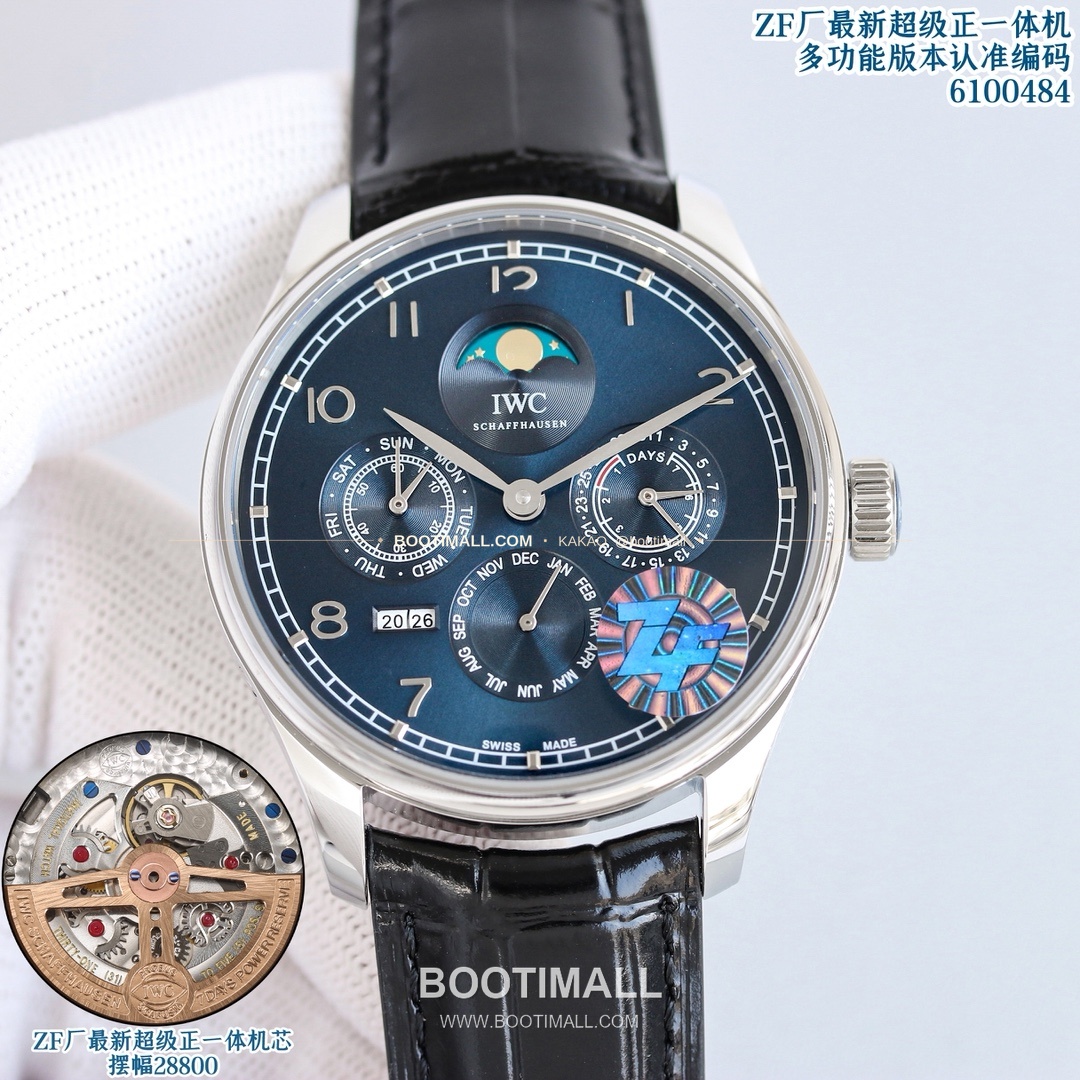 IWC 포르투기저 퍼페추얼캘린더 문페이즈 오토매틱 IWC Portugieser Perpetual Calendar Blue Hands Automatic 6100484 42.2mm 6