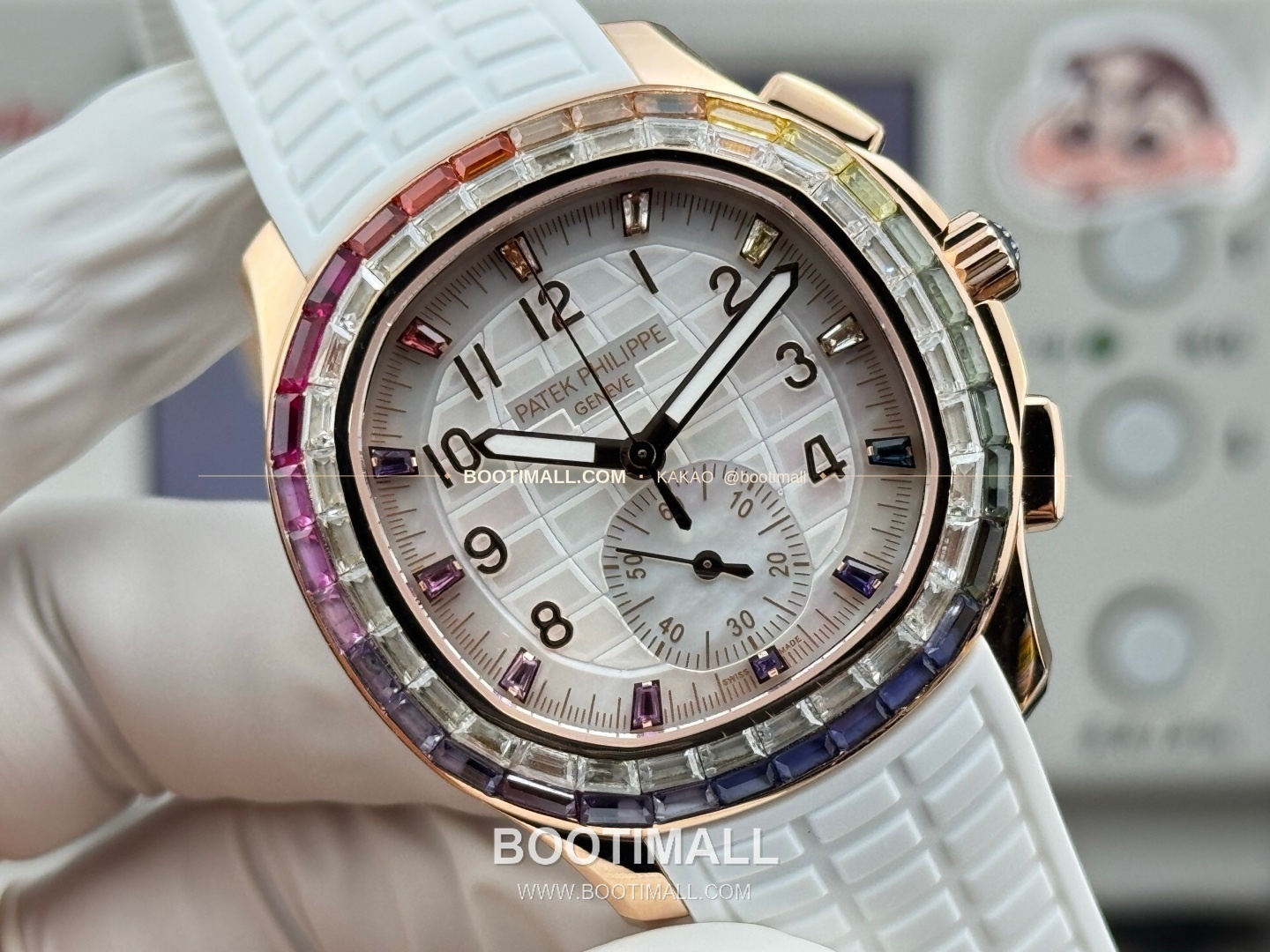 파텍필립 아쿠아넛 루체 로즈골드 레인보우 다이아 크로노그래프 오토매틱 Patek Philippe Aquanaut Luce Rose Gold Rainbow Diamond Chronograph Automatic 7968 39.9mm 4