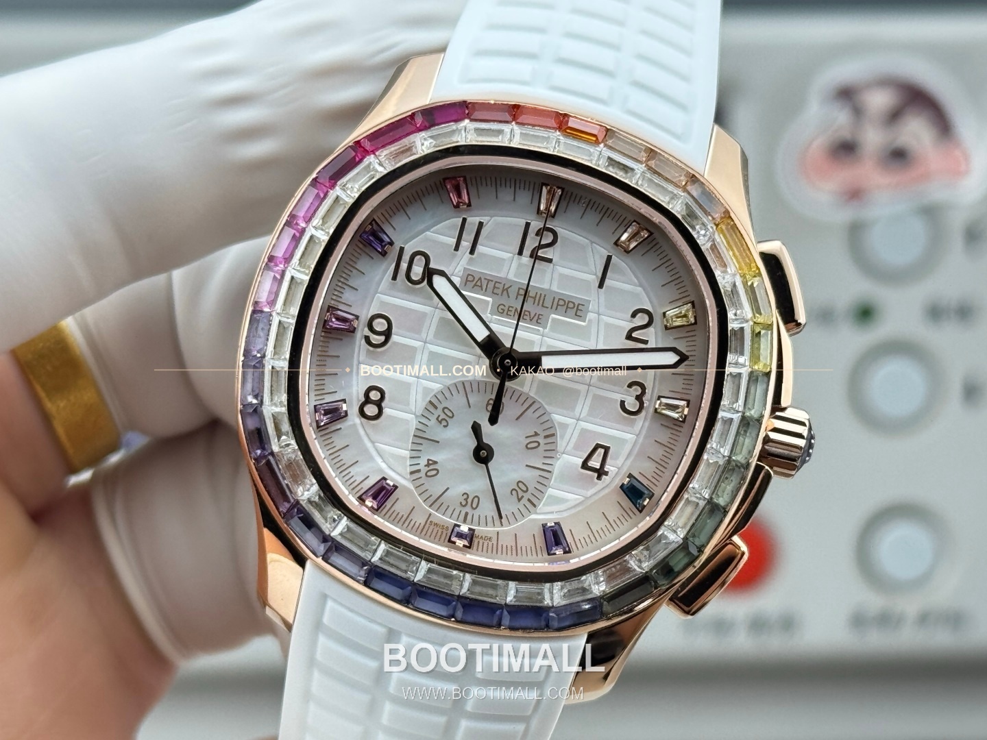 파텍필립 아쿠아넛 루체 로즈골드 레인보우 다이아 크로노그래프 오토매틱 Patek Philippe Aquanaut Luce Rose Gold Rainbow Diamond Chronograph Automatic 7968 39.9mm 5