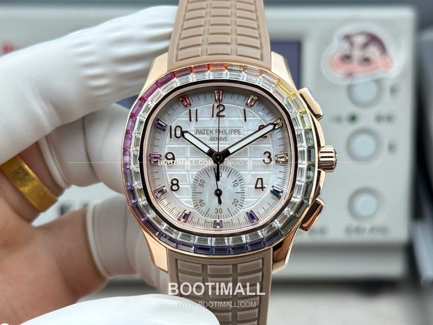 파텍필립 아쿠아넛 루체 로즈골드 레인보우 다이아 크로노그래프 오토매틱 Patek Philippe Aquanaut Luce Rose Gold Rainbow Diamond Chronograph Automatic 7968 39.9mm 1