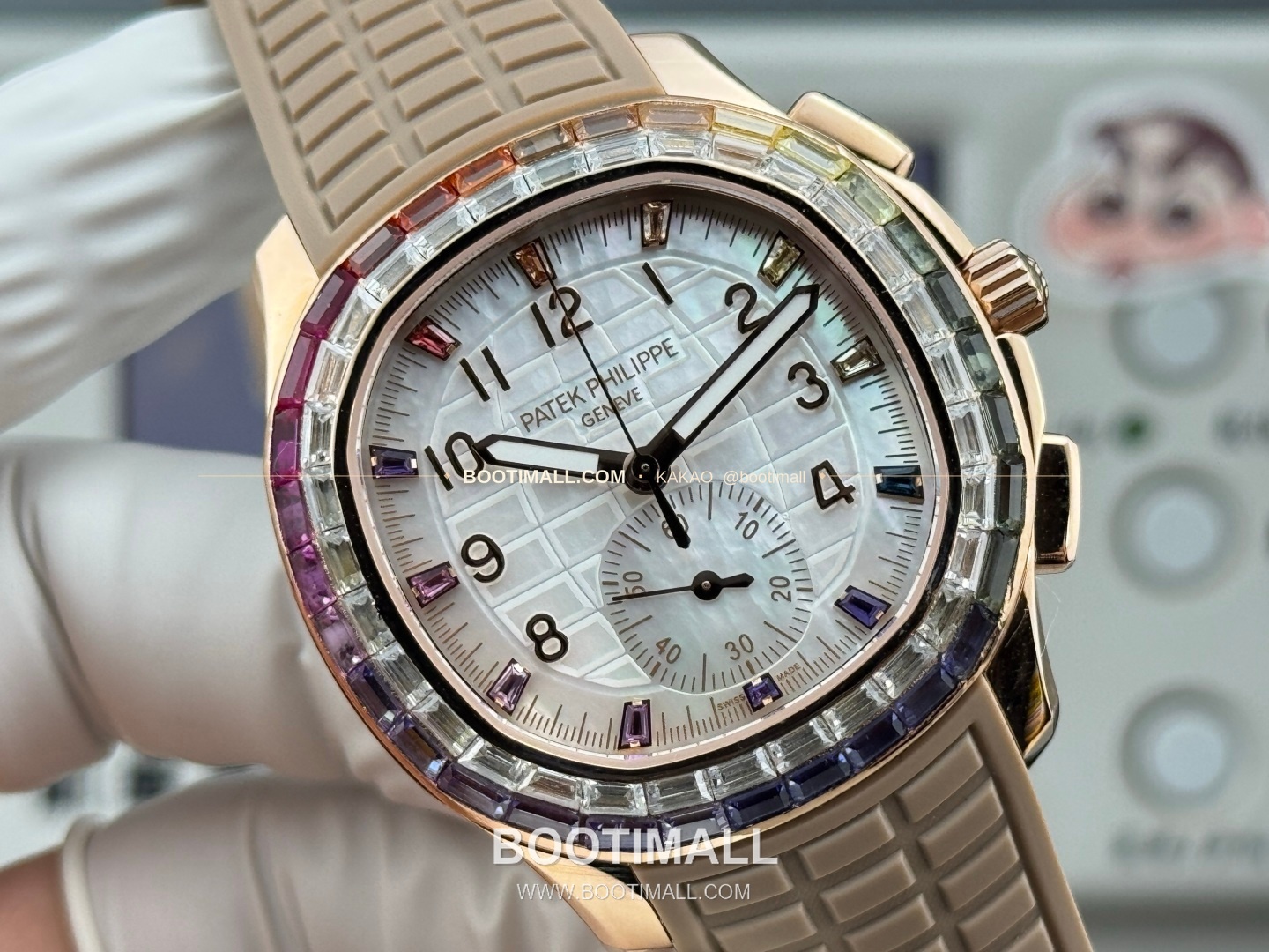 파텍필립 아쿠아넛 루체 로즈골드 레인보우 다이아 크로노그래프 오토매틱 Patek Philippe Aquanaut Luce Rose Gold Rainbow Diamond Chronograph Automatic 7968 39.9mm 4