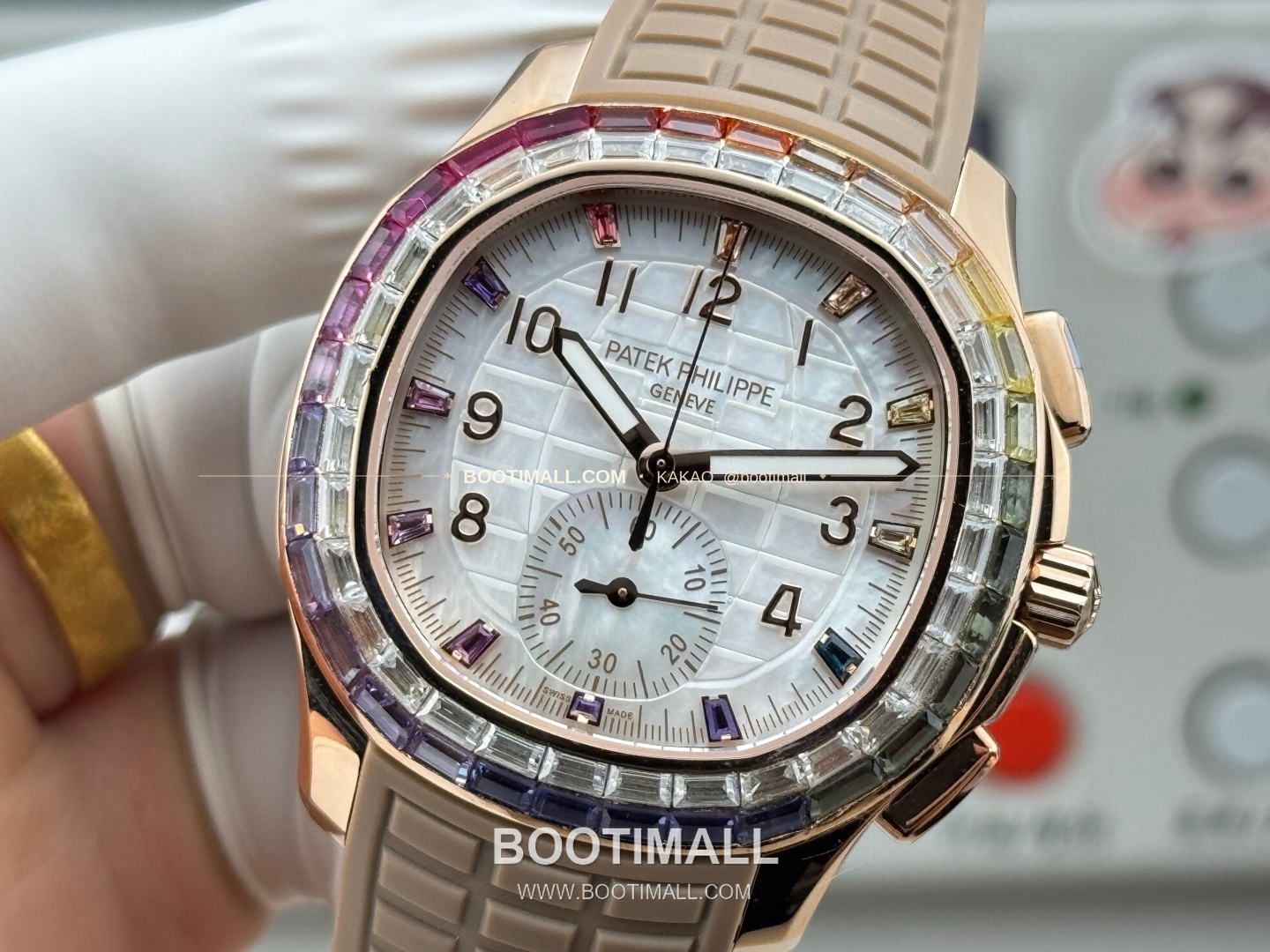 파텍필립 아쿠아넛 루체 로즈골드 레인보우 다이아 크로노그래프 오토매틱 Patek Philippe Aquanaut Luce Rose Gold Rainbow Diamond Chronograph Automatic 7968 39.9mm 5