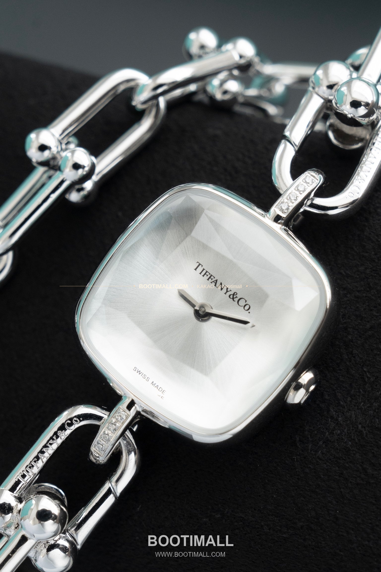 티파니 하드웨어 스틸 다이아 브레이슬릿 쿼츠 Tiffany Hardware Steel Diamond Bracelet Quartz 24mm 2