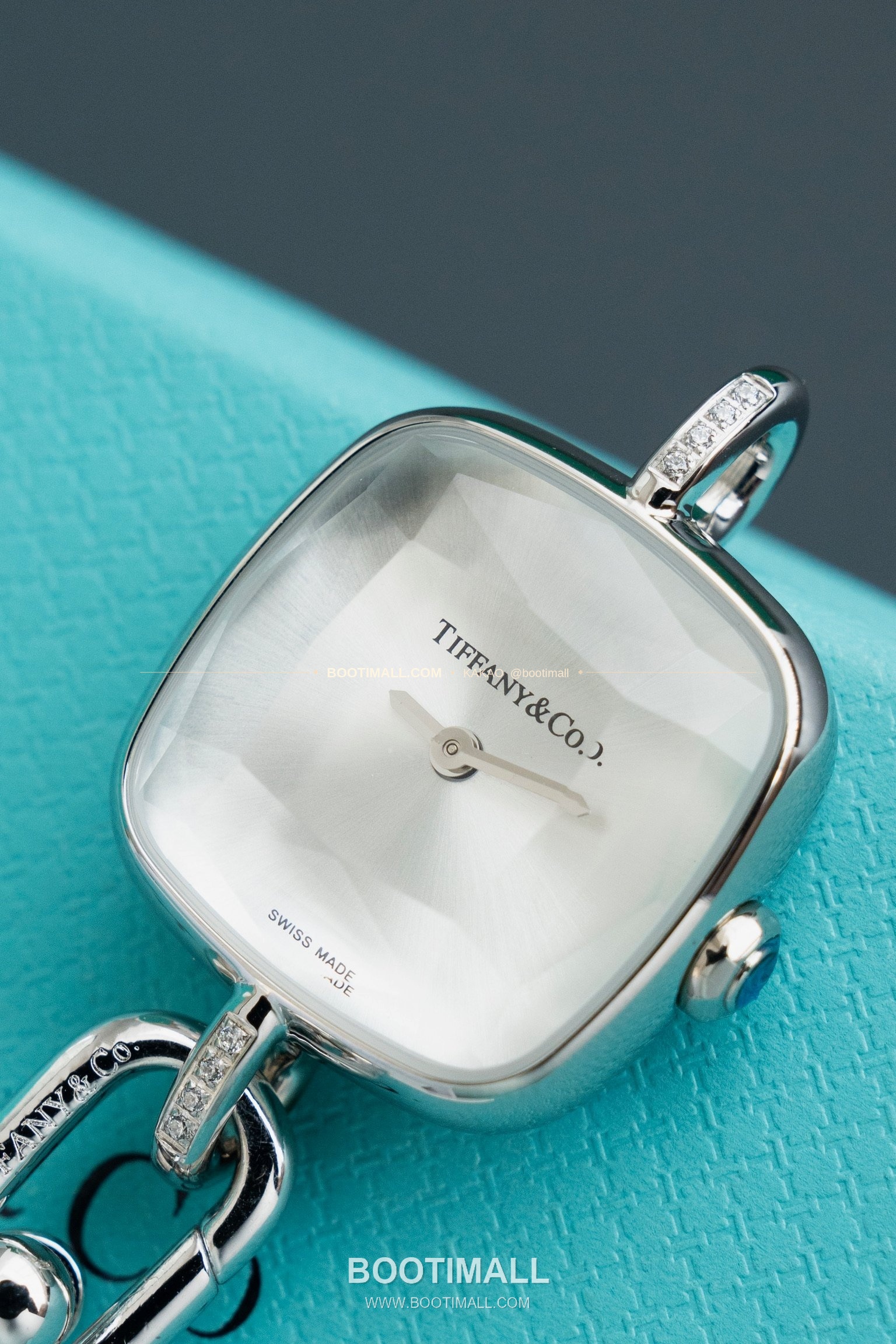 티파니 하드웨어 스틸 다이아 브레이슬릿 쿼츠 Tiffany Hardware Steel Diamond Bracelet Quartz 24mm 4
