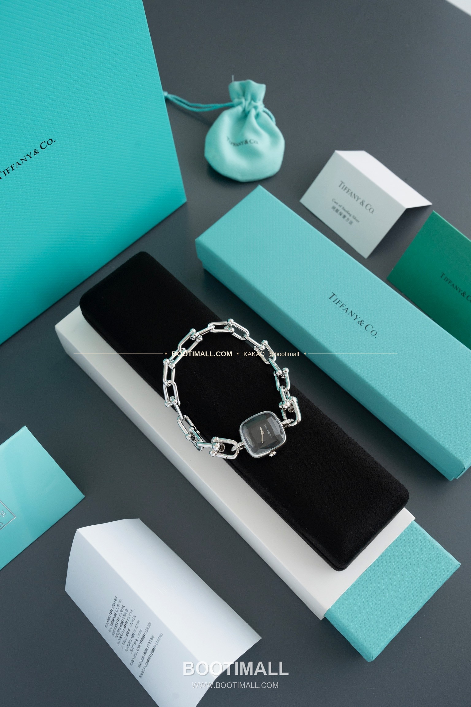 티파니 하드웨어 스틸 다이아 브레이슬릿 쿼츠 Tiffany Hardware Steel Diamond Bracelet Quartz 24mm 1