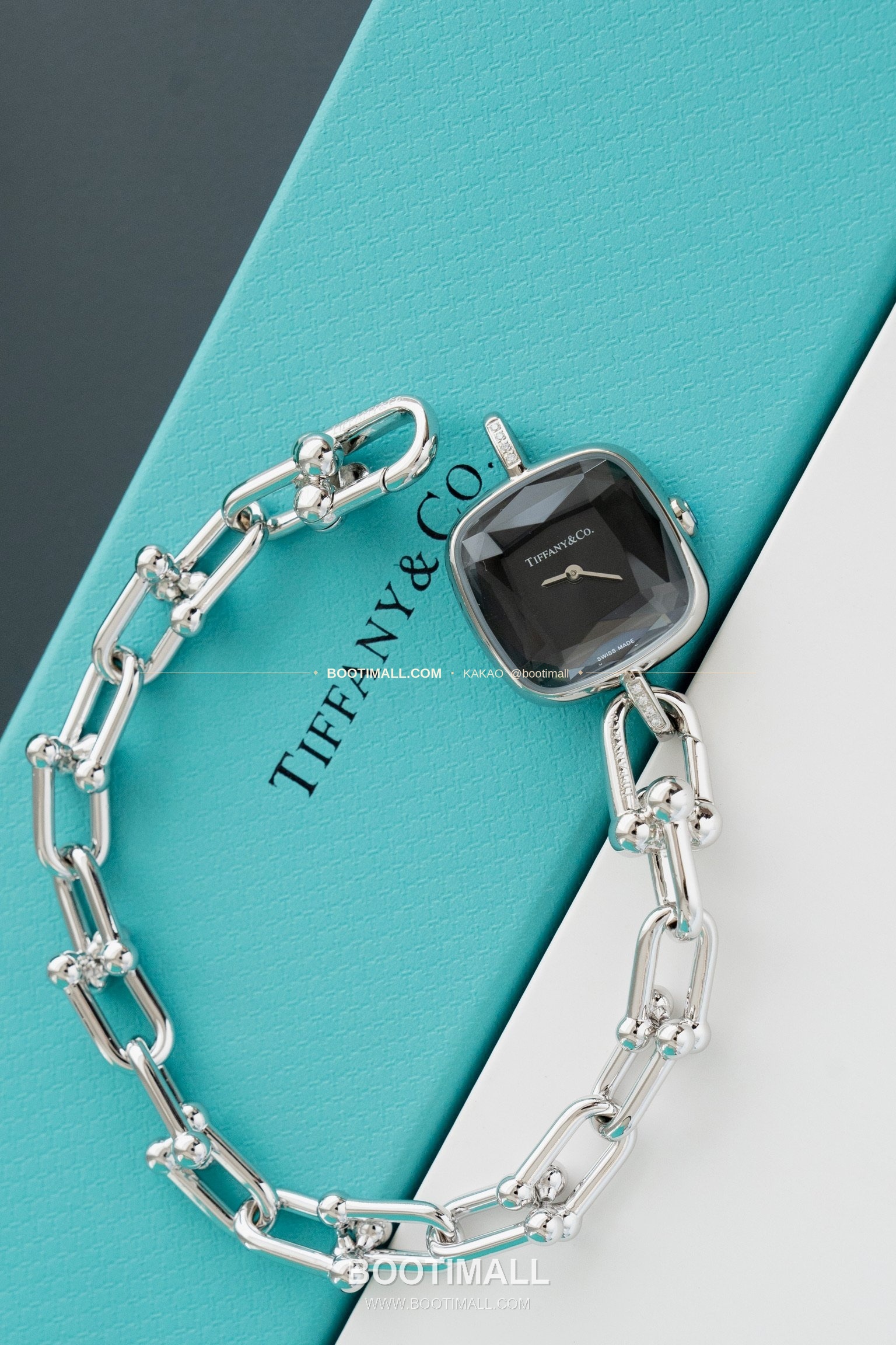 티파니 하드웨어 스틸 다이아 브레이슬릿 쿼츠 Tiffany Hardware Steel Diamond Bracelet Quartz 24mm 4