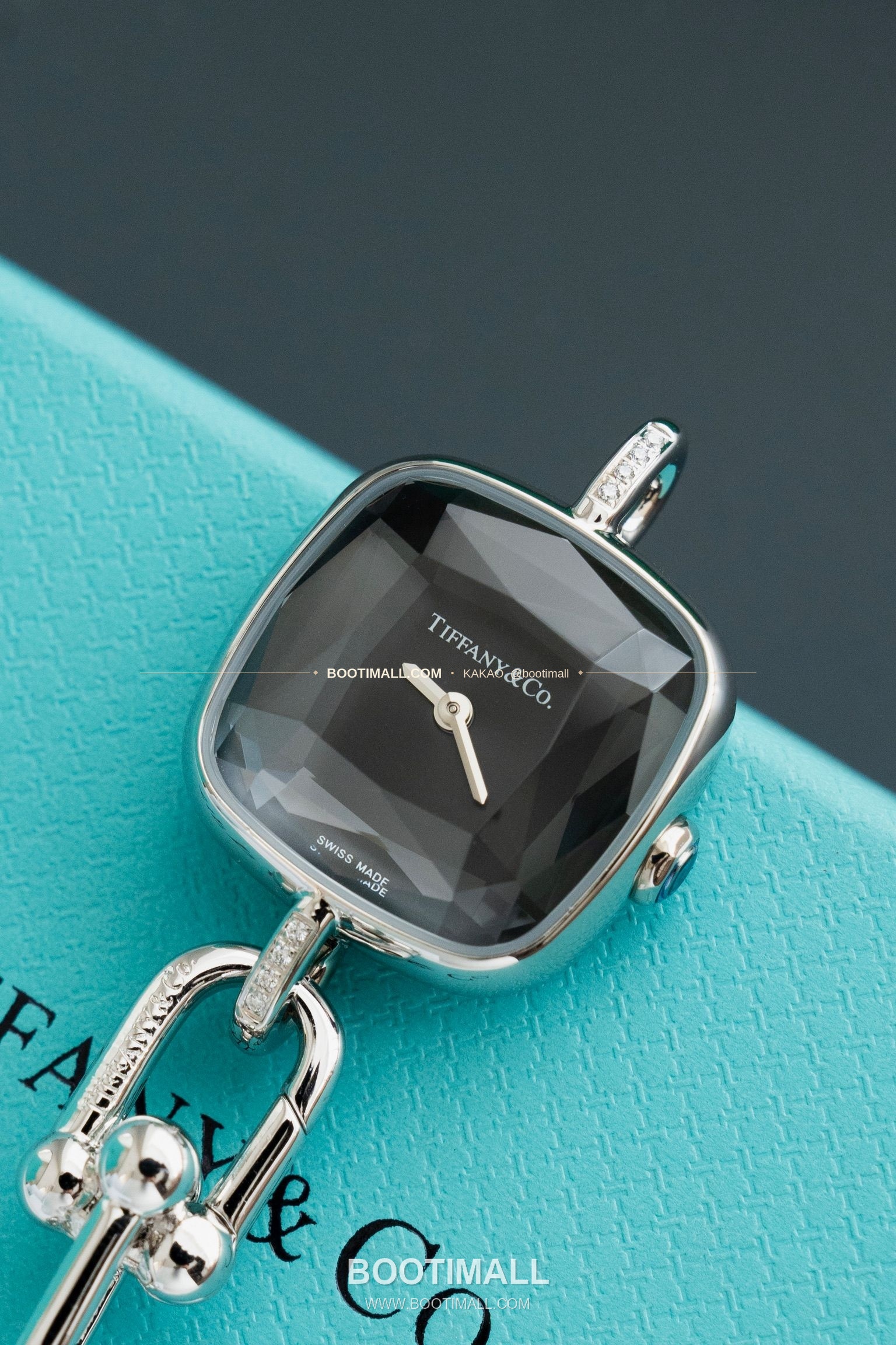 티파니 하드웨어 스틸 다이아 브레이슬릿 쿼츠 Tiffany Hardware Steel Diamond Bracelet Quartz 24mm 5
