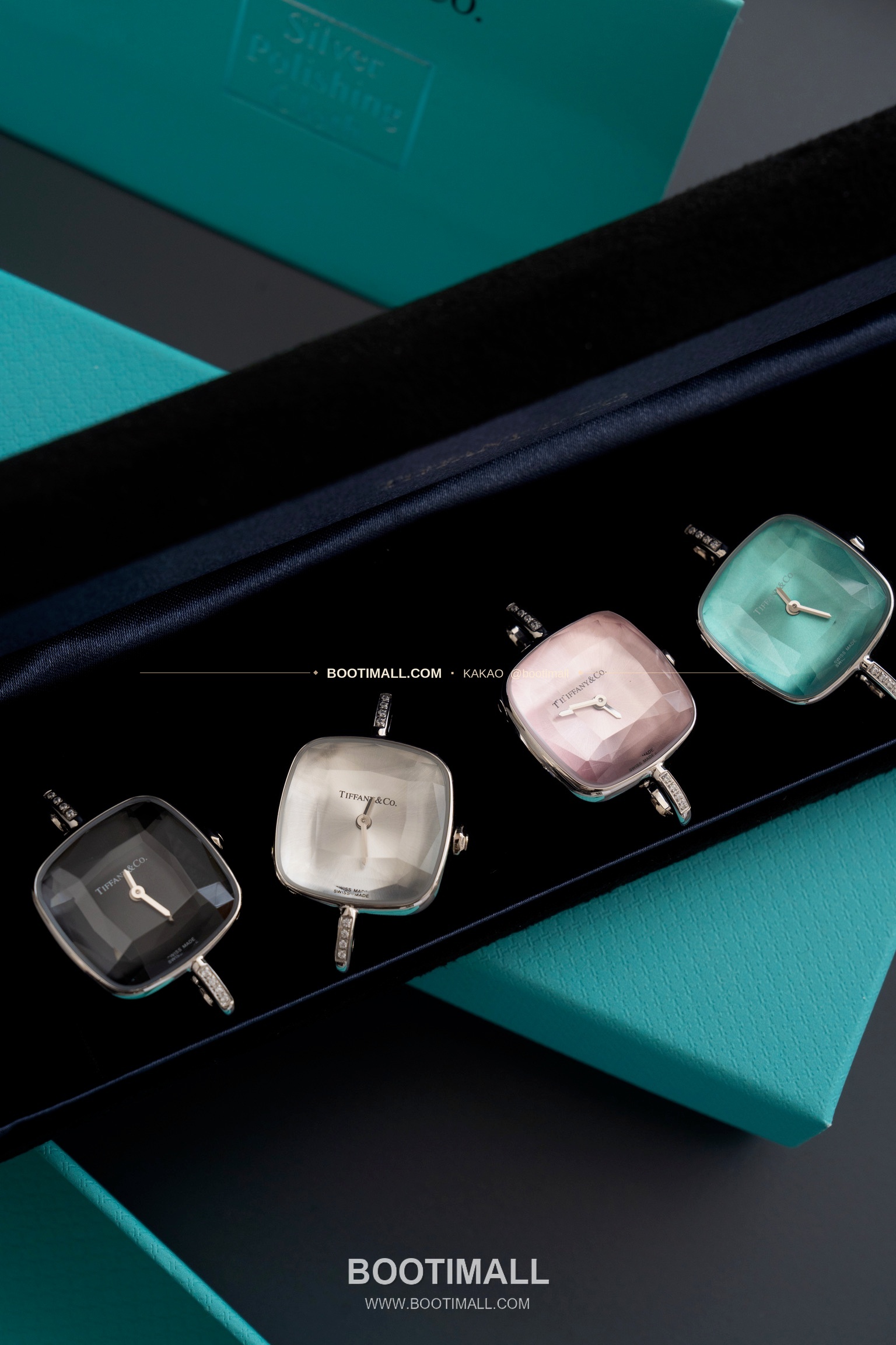 티파니 하드웨어 스틸 다이아 브레이슬릿 쿼츠 Tiffany Hardware Steel Diamond Bracelet Quartz 24mm 10