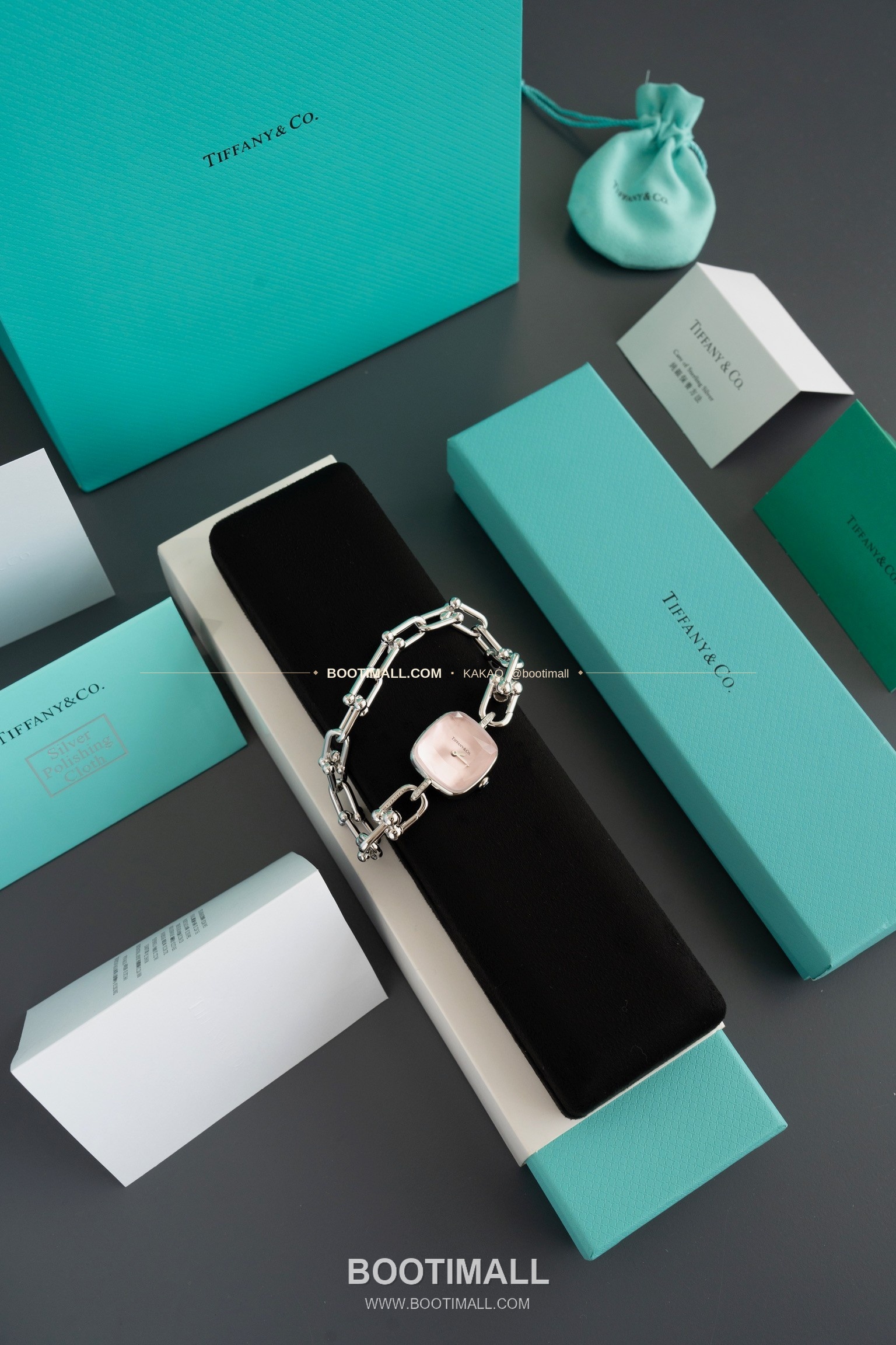 티파니 하드웨어 스틸 다이아 브레이슬릿 쿼츠 Tiffany Hardware Steel Diamond Bracelet Quartz 24mm 1