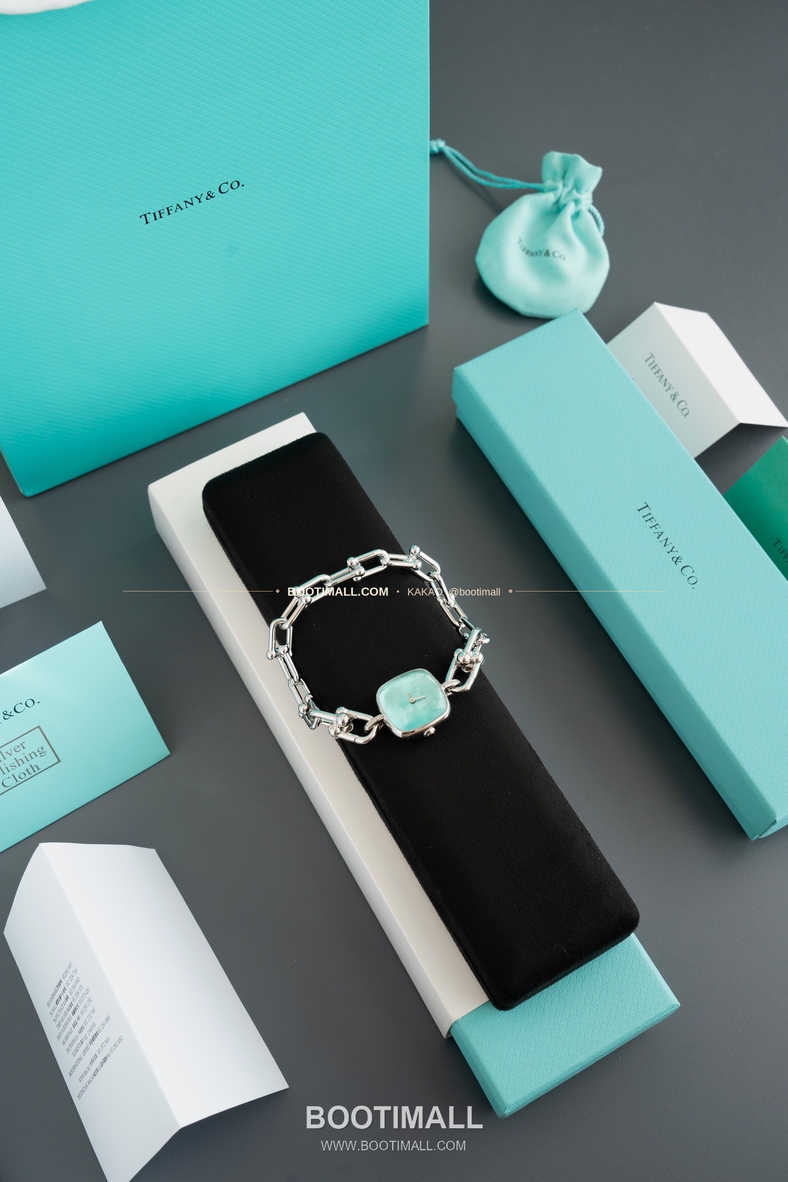 티파니 하드웨어 스틸 다이아 브레이슬릿 쿼츠 Tiffany Hardware Steel Diamond Bracelet Quartz 24mm 1