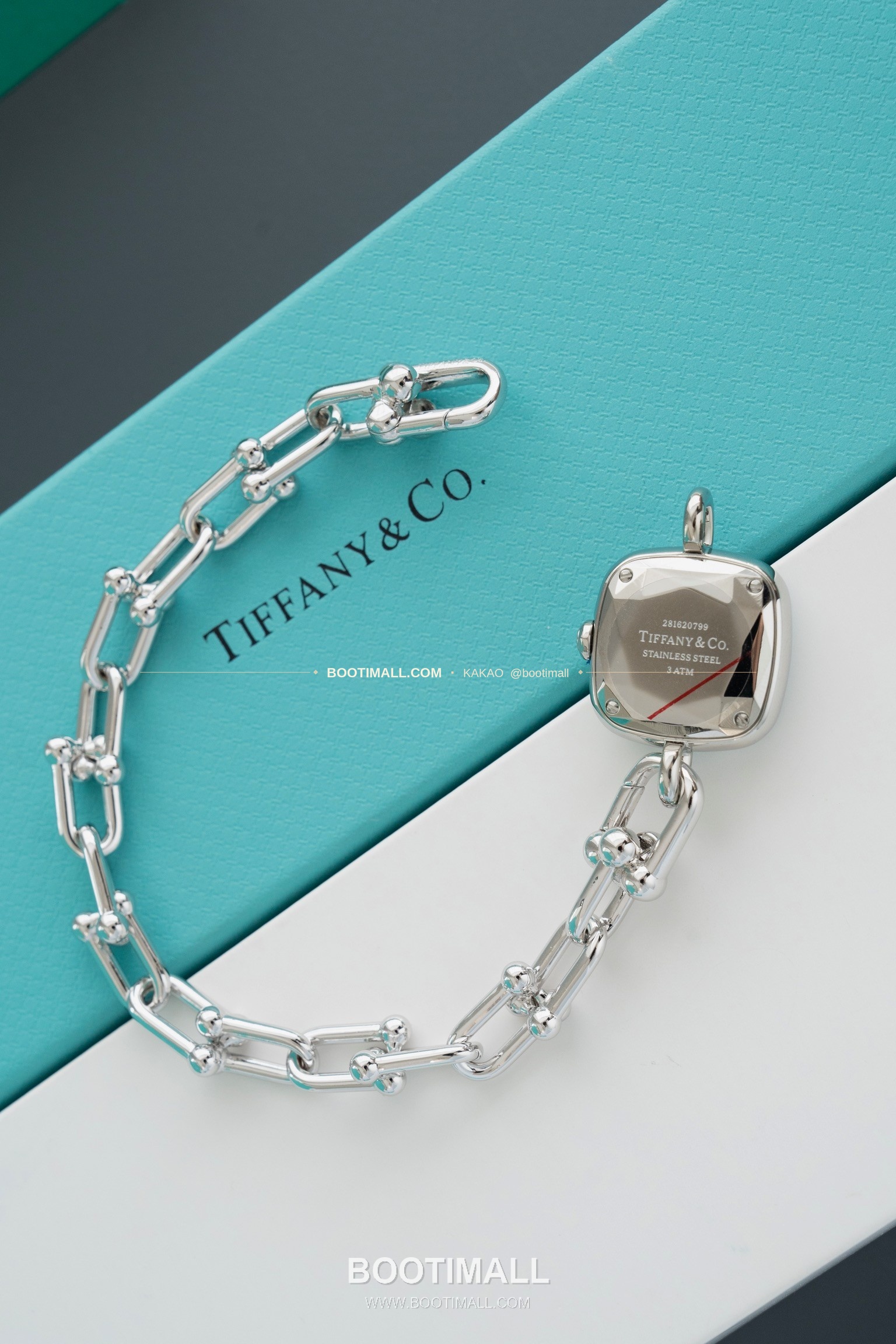 티파니 하드웨어 스틸 다이아 브레이슬릿 쿼츠 Tiffany Hardware Steel Diamond Bracelet Quartz 24mm 6