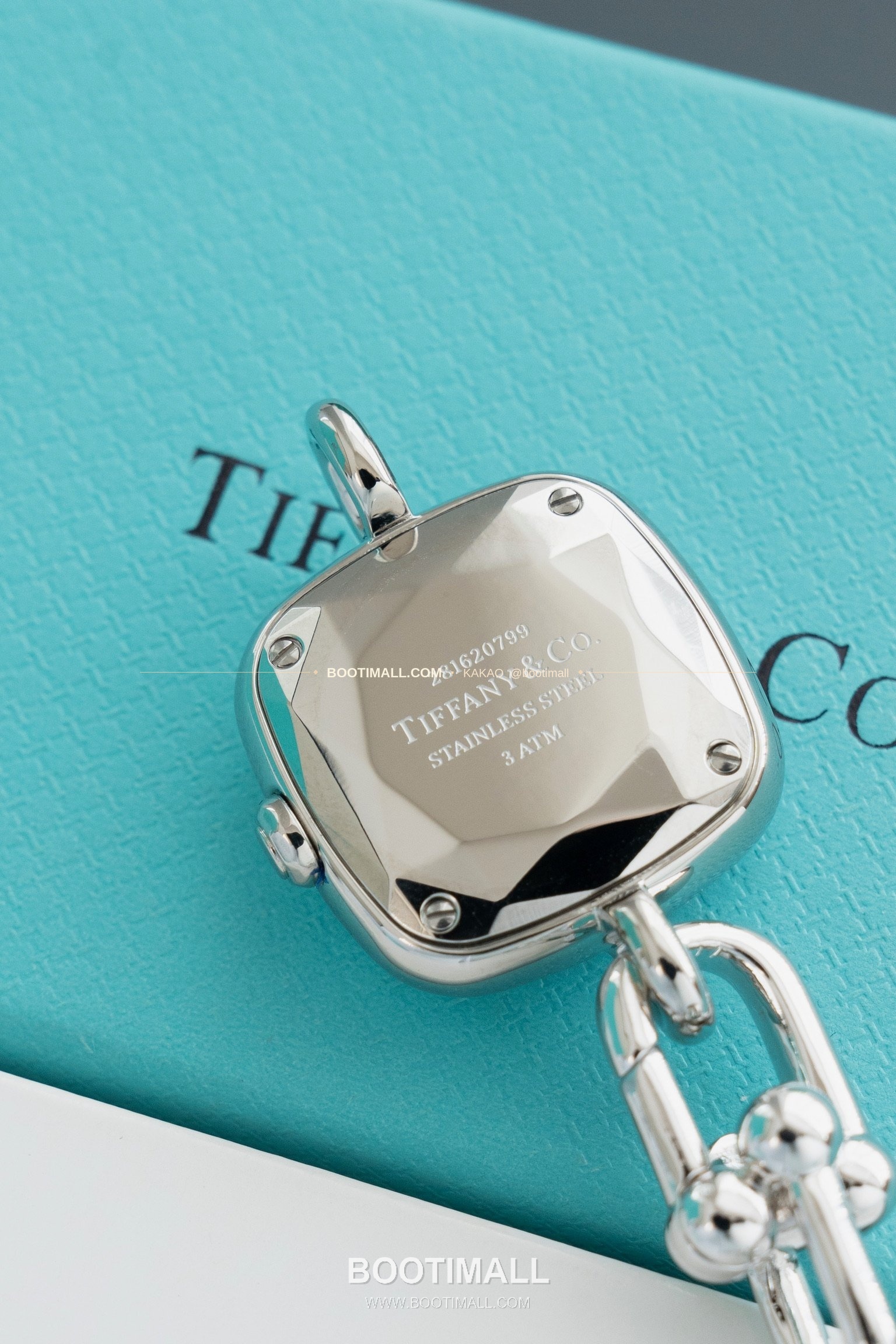 티파니 하드웨어 스틸 다이아 브레이슬릿 쿼츠 Tiffany Hardware Steel Diamond Bracelet Quartz 24mm 7