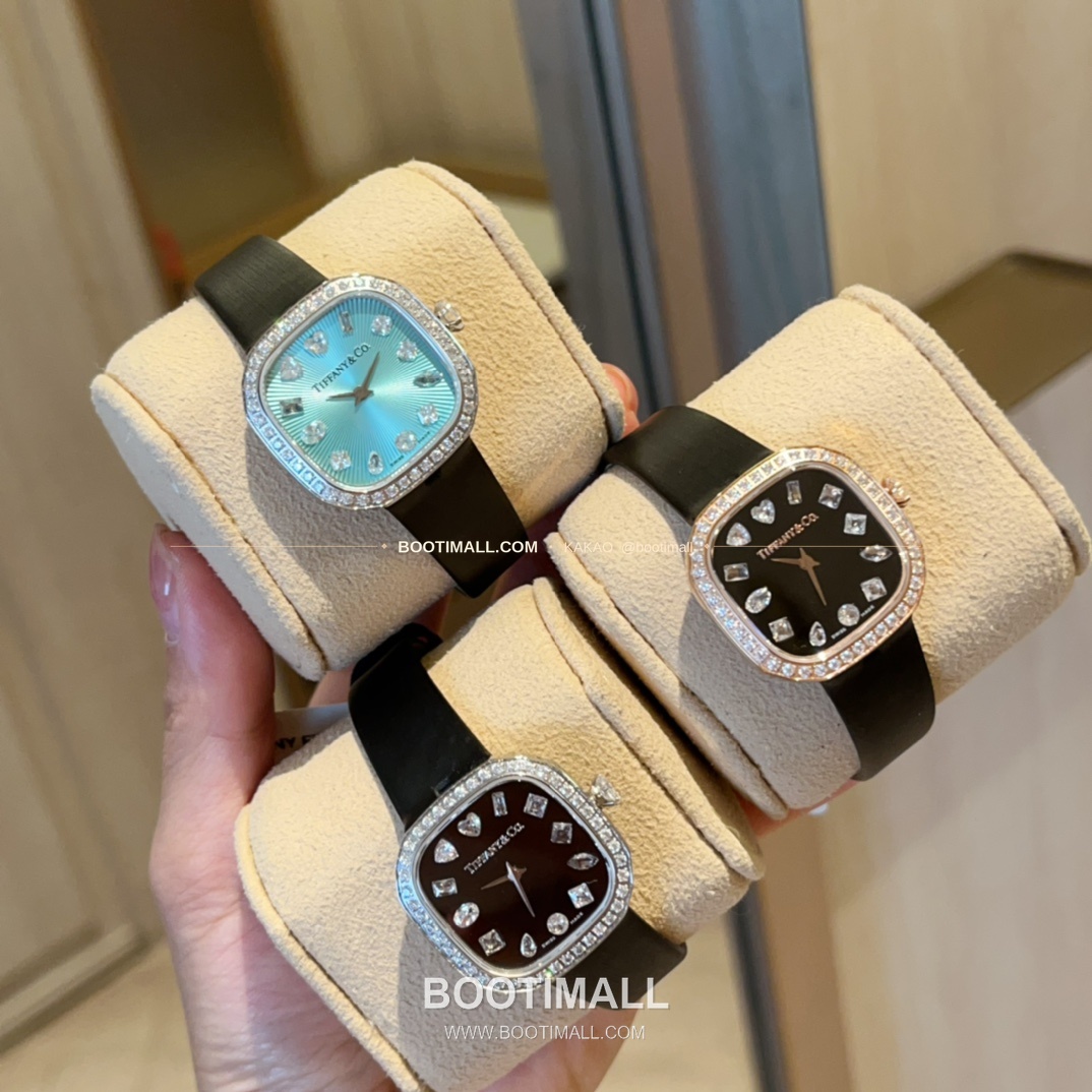 티파니 스퀘어 스틸 다이아 크라운 쿼츠 Tiffany Square Steel Diamond Crown Quartz 28mm 2