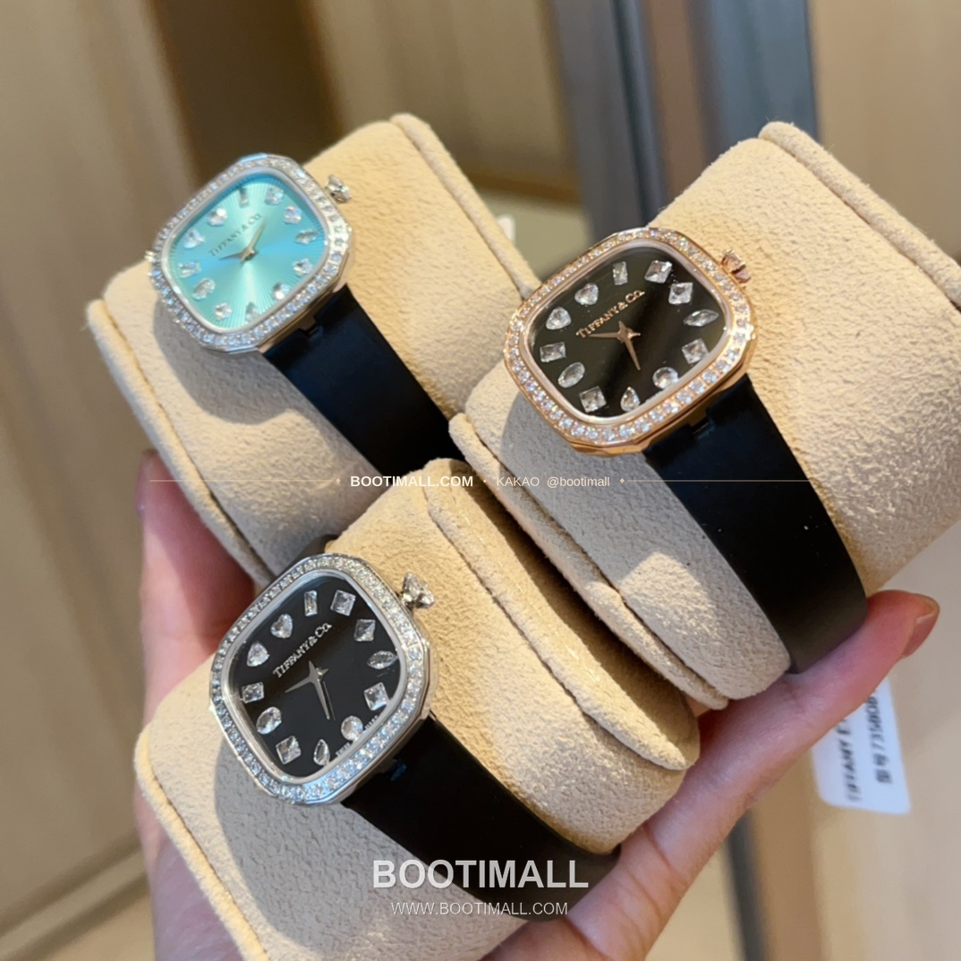 티파니 스퀘어 스틸 다이아 크라운 쿼츠 Tiffany Square Steel Diamond Crown Quartz 28mm 3