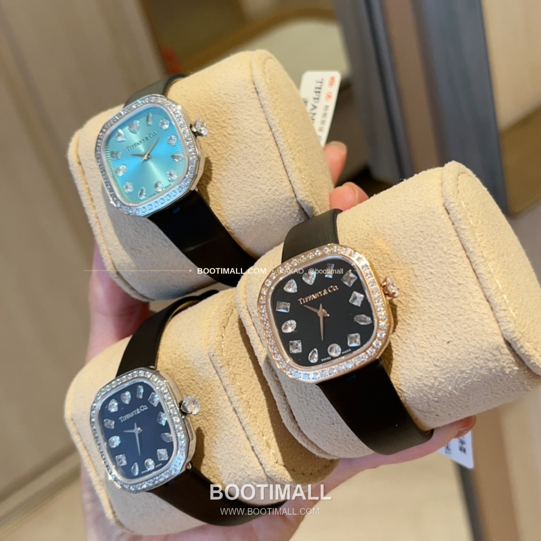 티파니 스퀘어 스틸 다이아 크라운 쿼츠 Tiffany Square Steel Diamond Crown Quartz 28mm 4