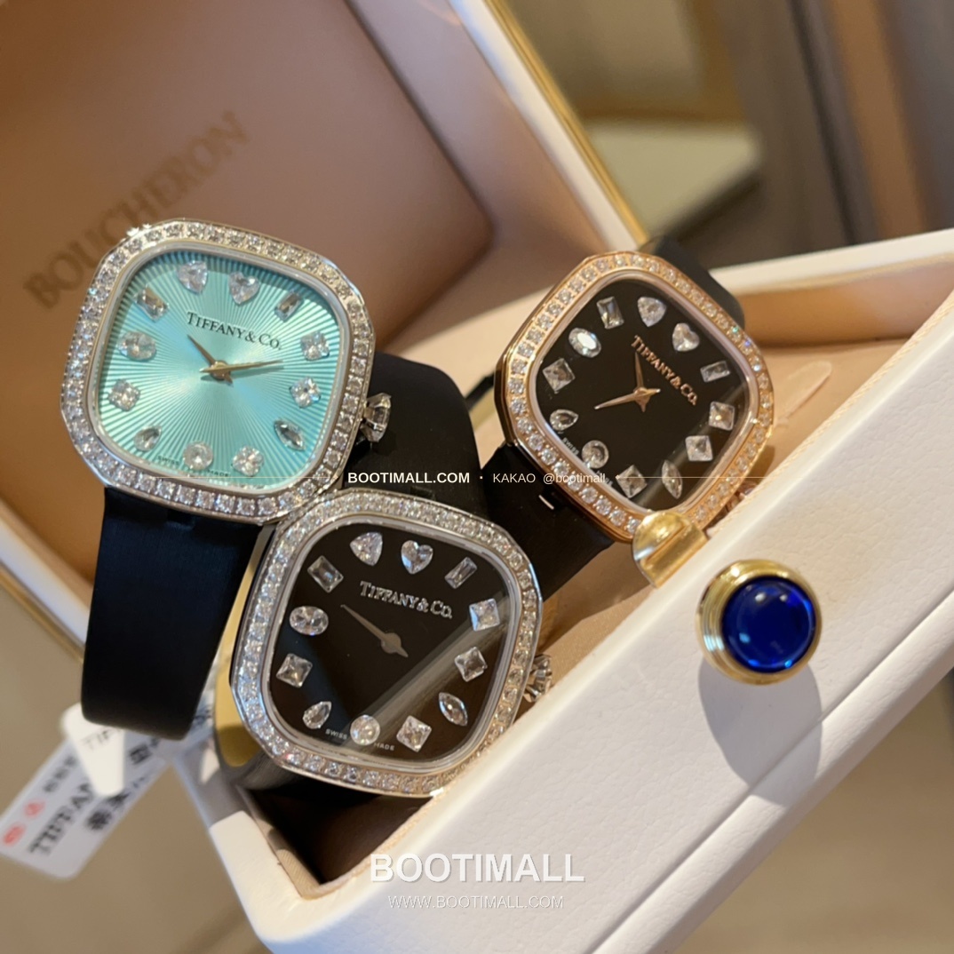 티파니 스퀘어 스틸 다이아 크라운 쿼츠 Tiffany Square Steel Diamond Crown Quartz 28mm 6