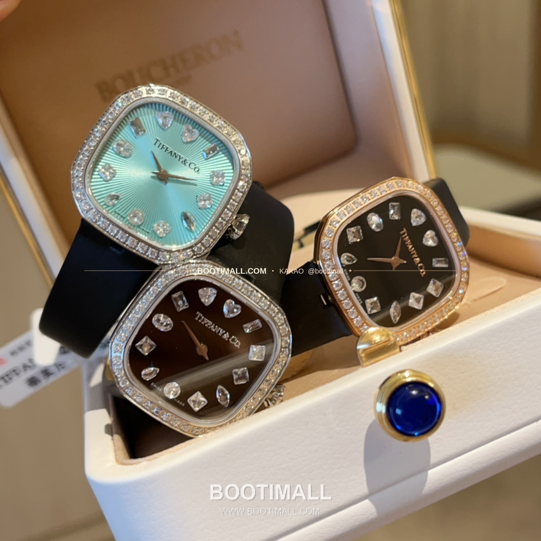 티파니 스퀘어 스틸 다이아 크라운 쿼츠 Tiffany Square Steel Diamond Crown Quartz 28mm 7