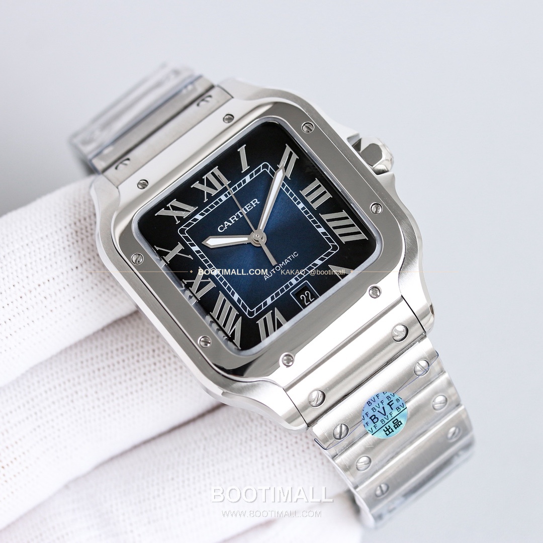 까르띠에 산토스 스틸 블루핸즈 오토매틱 Cartier Santos Steel Blue Hands Automatic 39.8mm 4