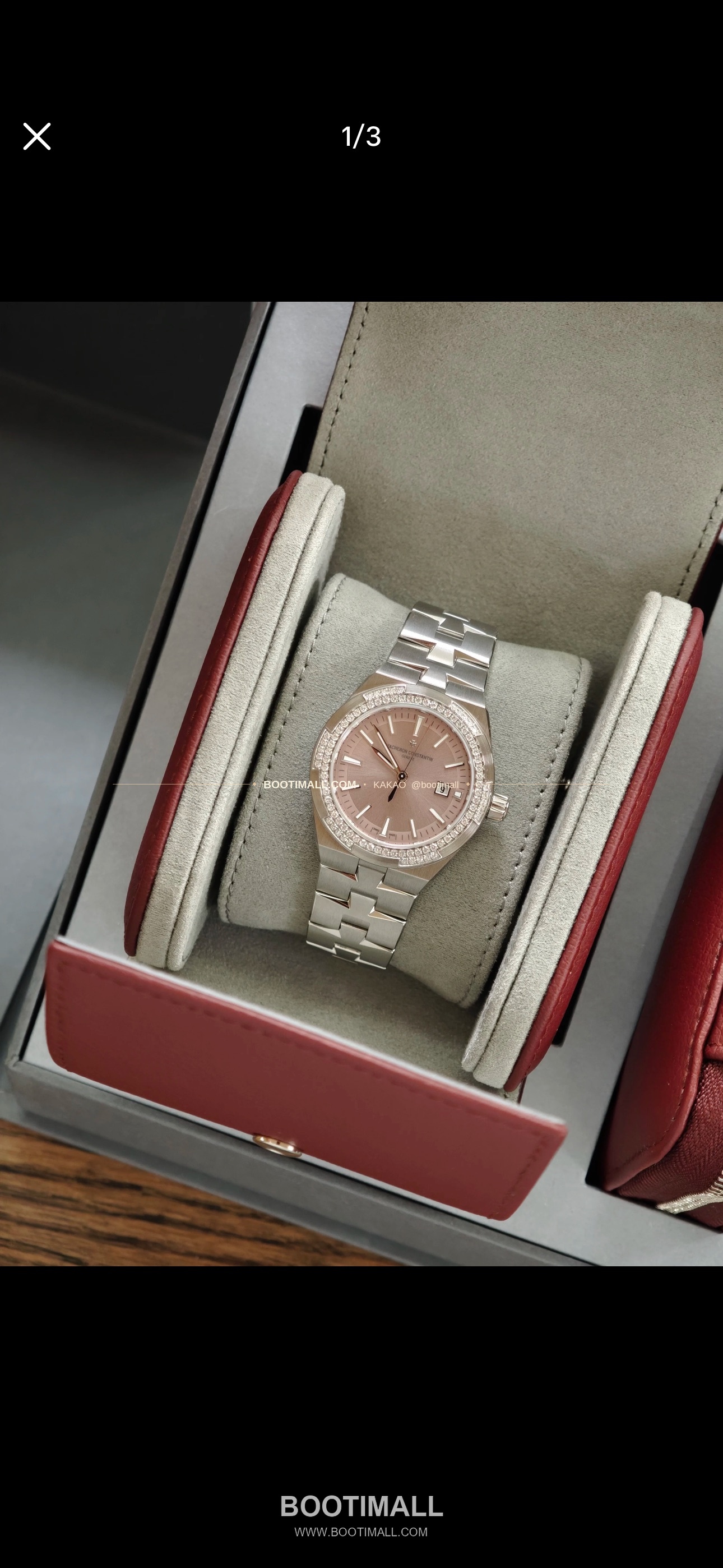 바쉐론콘스탄틴 오버시즈 스틸 선레이 다이얼 쿼츠 Vacheron Constantin Overseas Steel Sunray Dial Quartz 33mm 1