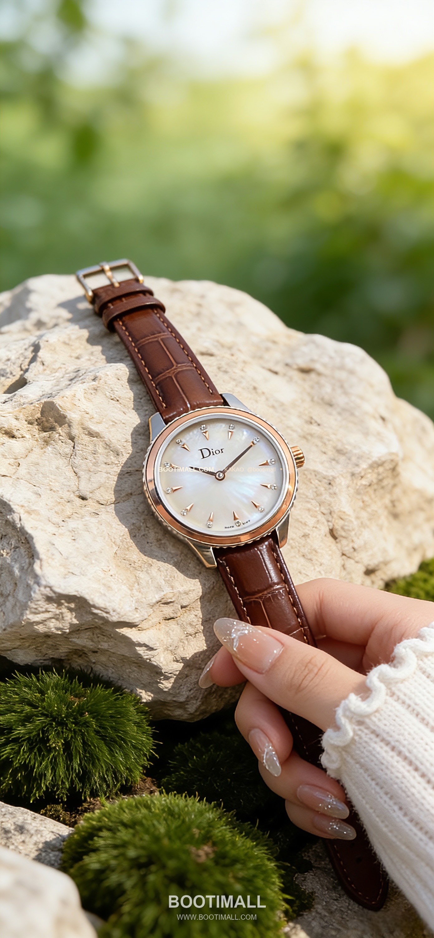 디올 몽테뉴 VIII 스틸 버건디 다이얼 쿼츠 Dior Montaigne VIII Steel Burgundy Dial Quartz 33mm 4