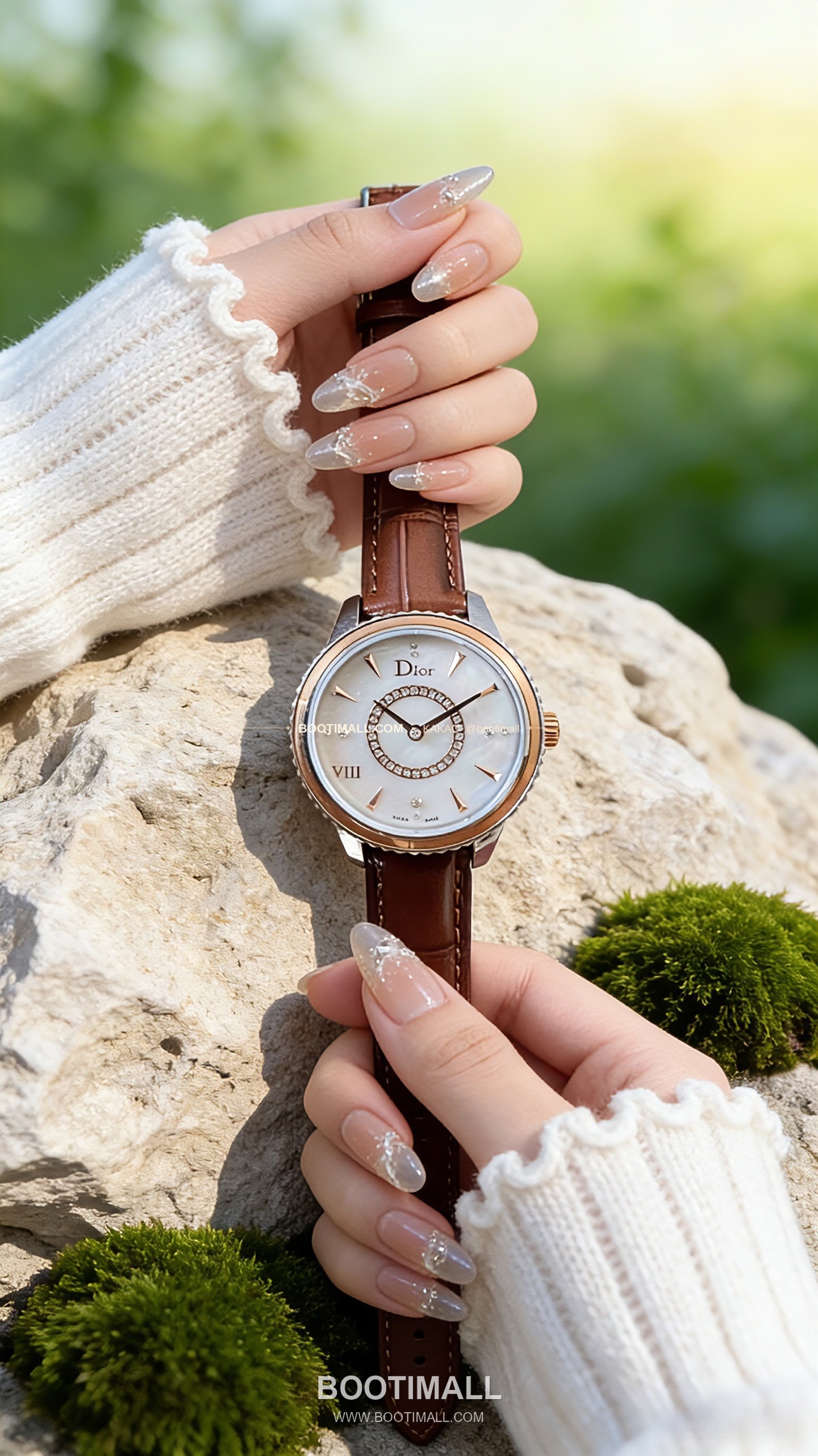 디올 몽테뉴 VIII 스틸 버건디 다이얼 쿼츠 Dior Montaigne VIII Steel Burgundy Dial Quartz 33mm 5