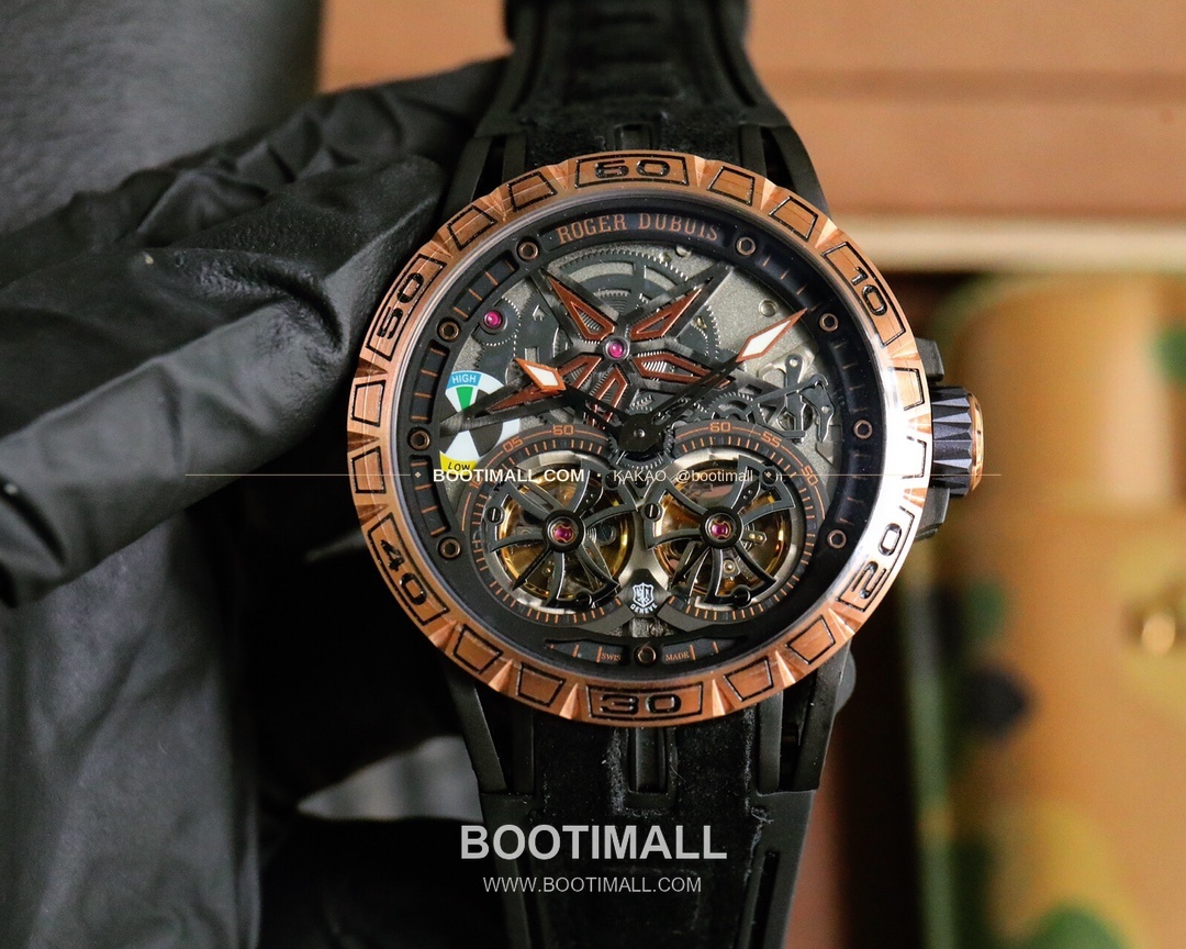 로저드뷔 엑스칼리버 스켈레톤 더블밸런스 DLC 티타늄 오토매틱 Roger Dubuis Excalibur Skeleton Double Balance DLC Titanium Automatic 46mm 9