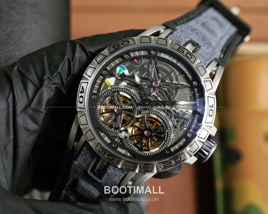 로저드뷔 엑스칼리버 스켈레톤 더블밸런스 DLC 티타늄 오토매틱 Roger Dubuis Excalibur Skeleton Double Balance DLC Titanium Automatic 46mm 3