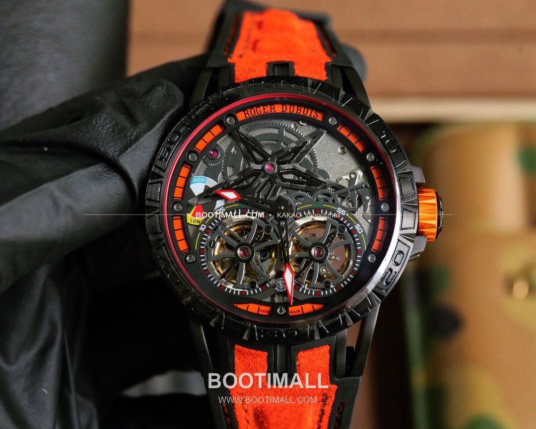 로저드뷔 엑스칼리버 스켈레톤 더블밸런스 DLC 티타늄 오토매틱 Roger Dubuis Excalibur Skeleton Double Balance DLC Titanium Automatic 46mm 4