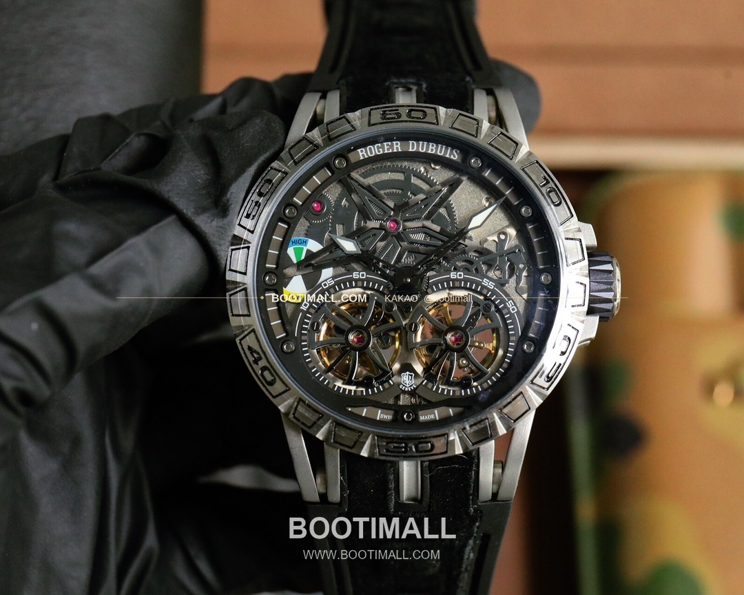 로저드뷔 엑스칼리버 스켈레톤 더블밸런스 DLC 티타늄 오토매틱 Roger Dubuis Excalibur Skeleton Double Balance DLC Titanium Automatic 46mm 7