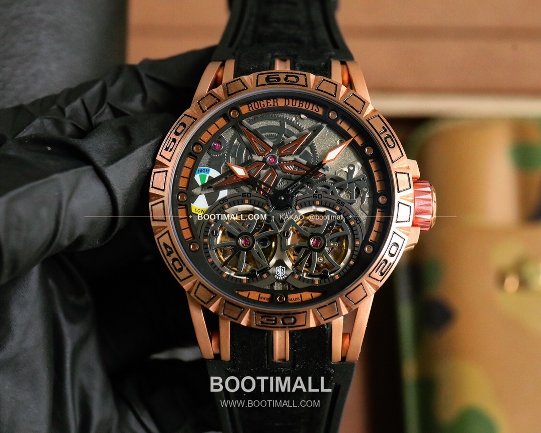 로저드뷔 엑스칼리버 스켈레톤 더블밸런스 DLC 티타늄 오토매틱 Roger Dubuis Excalibur Skeleton Double Balance DLC Titanium Automatic 46mm 9