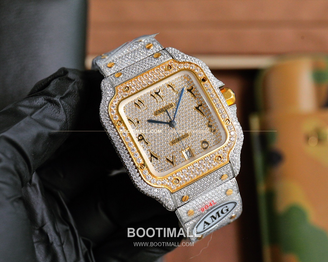 까르띠에 산토스 스틸 풀다이아 블루핸즈 오토매틱 Cartier Santos Steel Full Diamond Blue Hands Automatic 40mm 2