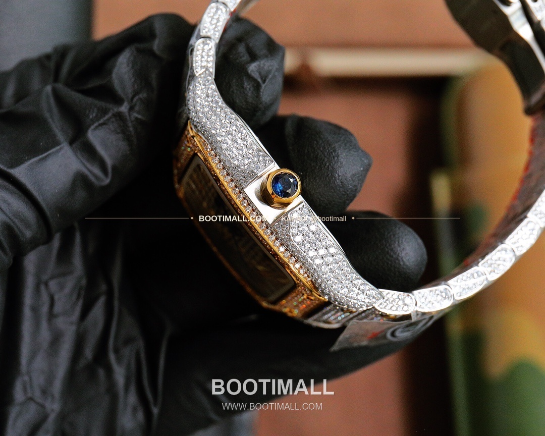 까르띠에 산토스 스틸 풀다이아 블루핸즈 오토매틱 Cartier Santos Steel Full Diamond Blue Hands Automatic 40mm 4