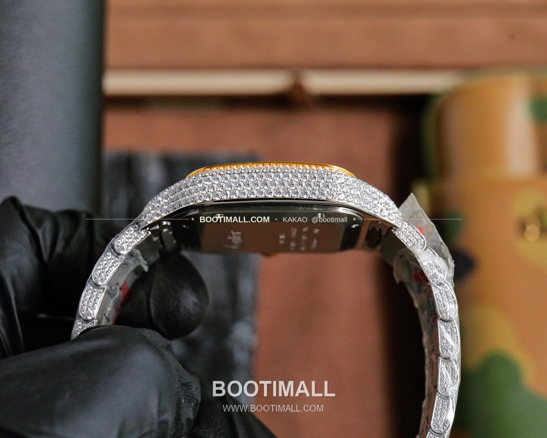 까르띠에 산토스 스틸 풀다이아 블루핸즈 오토매틱 Cartier Santos Steel Full Diamond Blue Hands Automatic 40mm 5