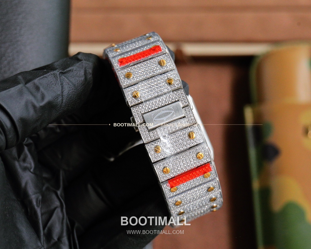 까르띠에 산토스 스틸 풀다이아 블루핸즈 오토매틱 Cartier Santos Steel Full Diamond Blue Hands Automatic 40mm 6