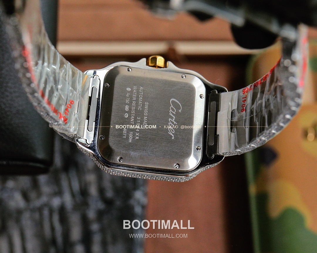 까르띠에 산토스 스틸 풀다이아 블루핸즈 오토매틱 Cartier Santos Steel Full Diamond Blue Hands Automatic 40mm 8