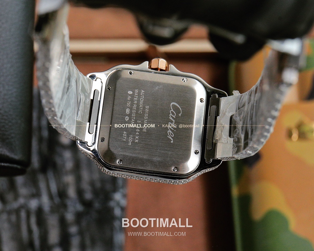 까르띠에 산토스 스틸 풀다이아 블루핸즈 오토매틱 Cartier Santos Steel Full Diamond Blue Hands Automatic 40mm 8