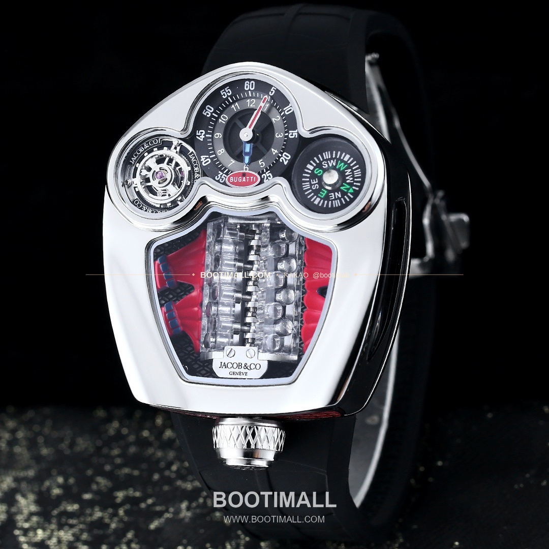 제이콥앤코 부가티 투르비용 W16 엔진 스켈레톤 오토매틱 Jacob & Co Bugatti Tourbillon W16 Engine Skeleton Automatic 55mm 1