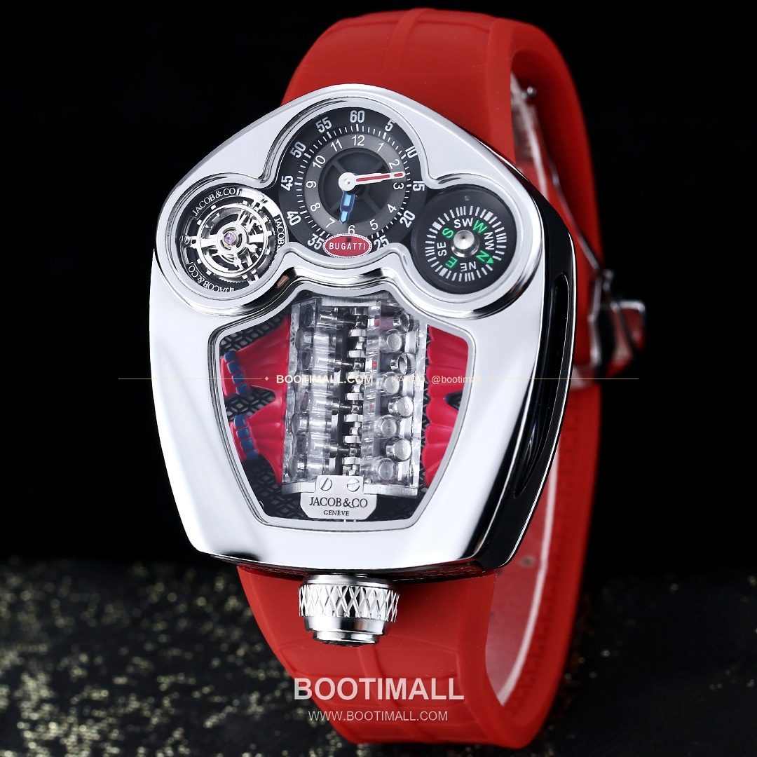 제이콥앤코 부가티 투르비용 W16 엔진 스켈레톤 오토매틱 Jacob & Co Bugatti Tourbillon W16 Engine Skeleton Automatic 55mm 2