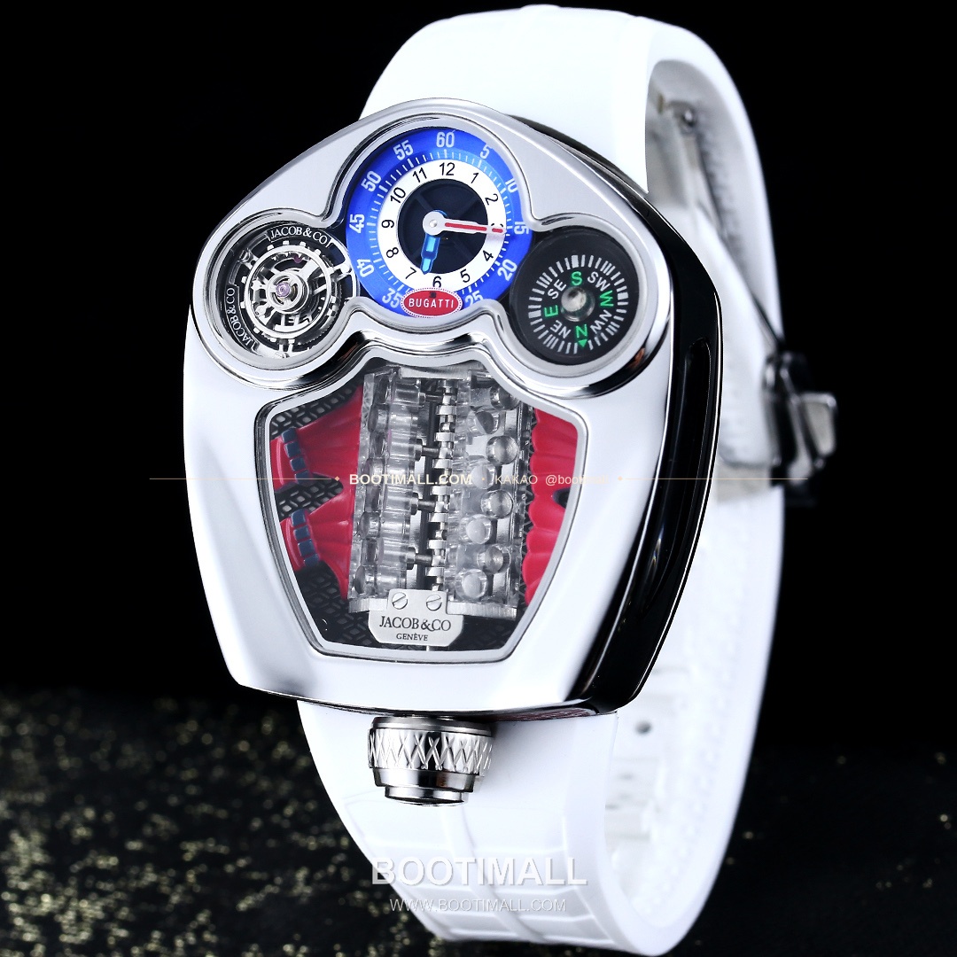 제이콥앤코 부가티 투르비용 W16 엔진 스켈레톤 오토매틱 Jacob & Co Bugatti Tourbillon W16 Engine Skeleton Automatic 55mm 4