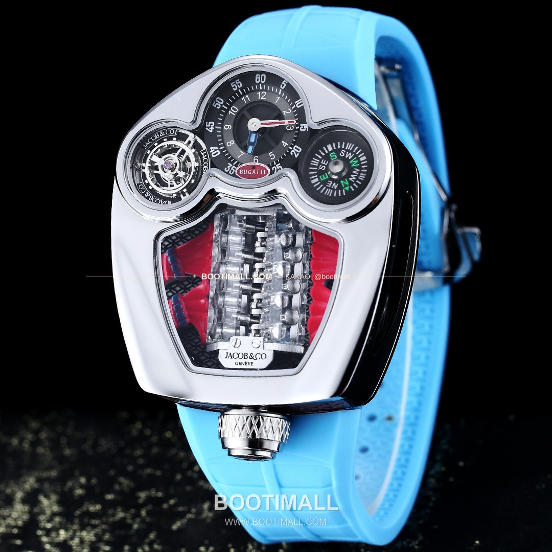 제이콥앤코 부가티 투르비용 W16 엔진 스켈레톤 오토매틱 Jacob & Co Bugatti Tourbillon W16 Engine Skeleton Automatic 55mm 5
