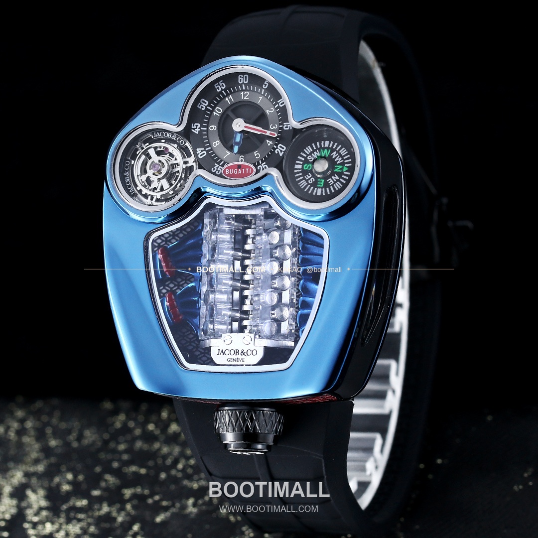 제이콥앤코 부가티 투르비용 W16 엔진 스켈레톤 오토매틱 Jacob & Co Bugatti Tourbillon W16 Engine Skeleton Automatic 55mm 1