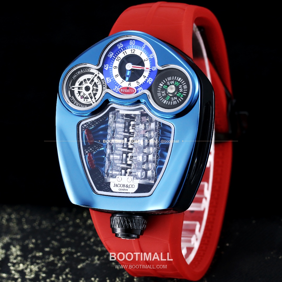 제이콥앤코 부가티 투르비용 W16 엔진 스켈레톤 오토매틱 Jacob & Co Bugatti Tourbillon W16 Engine Skeleton Automatic 55mm 2