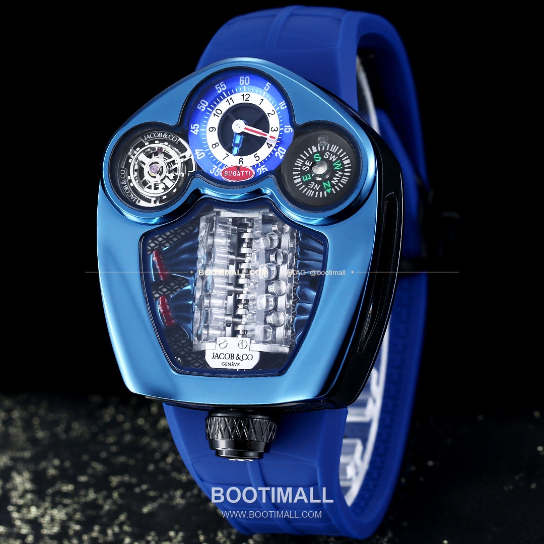 제이콥앤코 부가티 투르비용 W16 엔진 스켈레톤 오토매틱 Jacob & Co Bugatti Tourbillon W16 Engine Skeleton Automatic 55mm 3