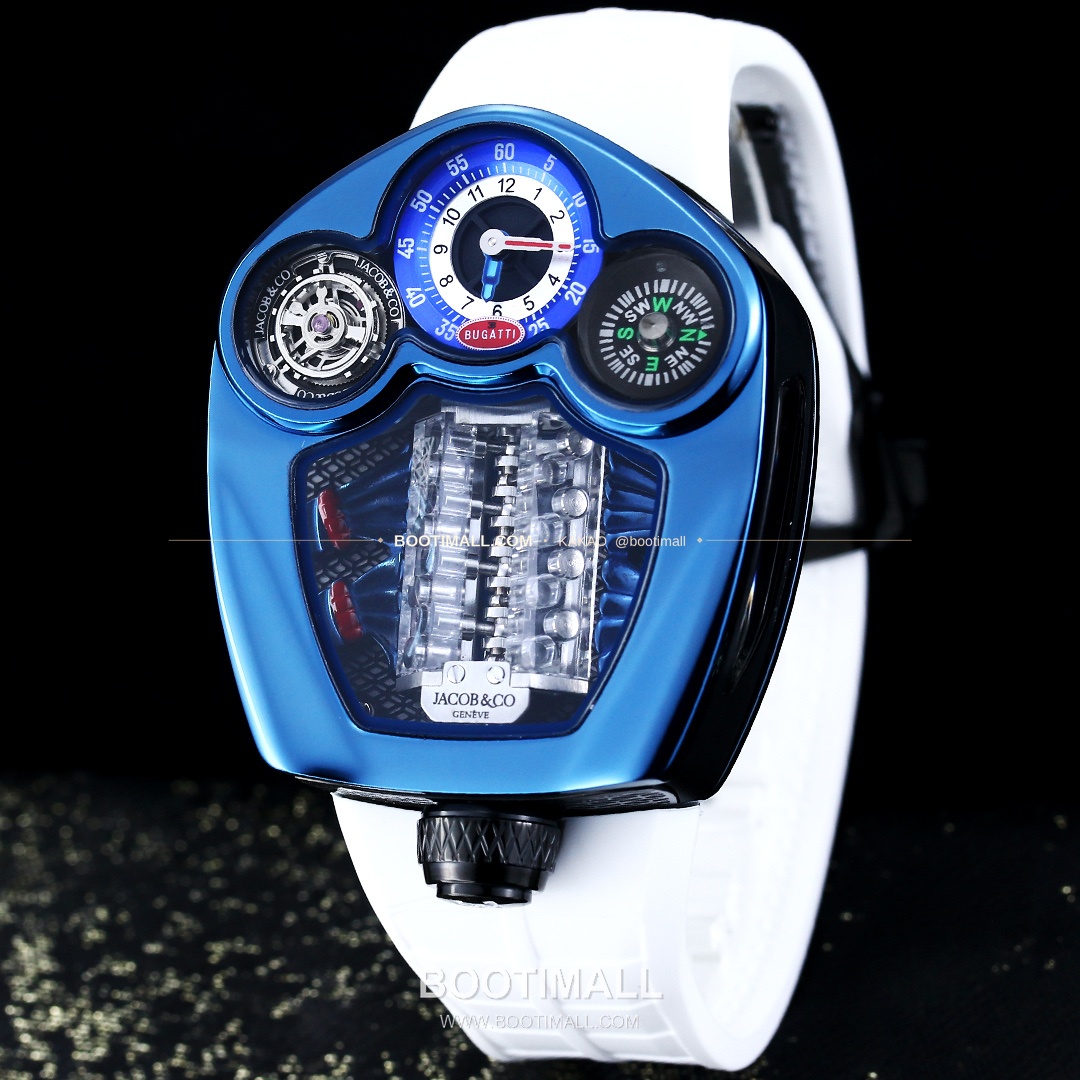 제이콥앤코 부가티 투르비용 W16 엔진 스켈레톤 오토매틱 Jacob & Co Bugatti Tourbillon W16 Engine Skeleton Automatic 55mm 4