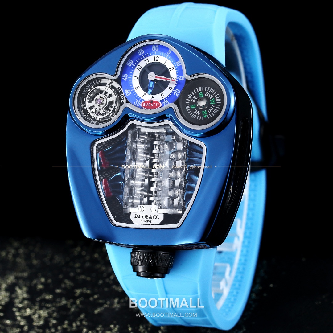 제이콥앤코 부가티 투르비용 W16 엔진 스켈레톤 오토매틱 Jacob & Co Bugatti Tourbillon W16 Engine Skeleton Automatic 55mm 5