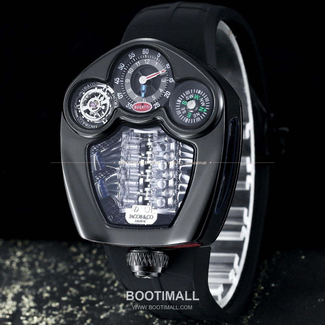 제이콥앤코 부가티 투르비용 W16 엔진 스켈레톤 오토매틱 Jacob & Co Bugatti Tourbillon W16 Engine Skeleton Automatic 55mm 1