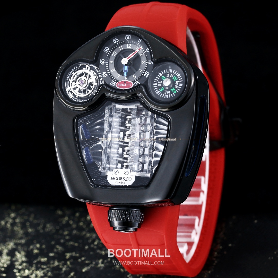 제이콥앤코 부가티 투르비용 W16 엔진 스켈레톤 오토매틱 Jacob & Co Bugatti Tourbillon W16 Engine Skeleton Automatic 55mm 2
