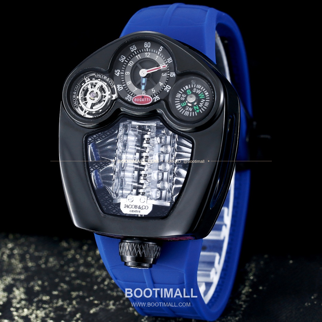 제이콥앤코 부가티 투르비용 W16 엔진 스켈레톤 오토매틱 Jacob & Co Bugatti Tourbillon W16 Engine Skeleton Automatic 55mm 3