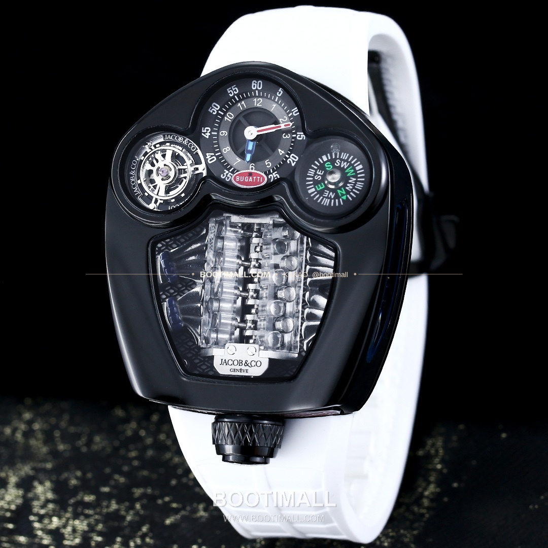 제이콥앤코 부가티 투르비용 W16 엔진 스켈레톤 오토매틱 Jacob & Co Bugatti Tourbillon W16 Engine Skeleton Automatic 55mm 4